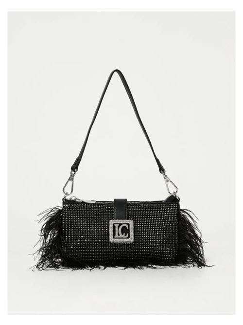 mini borsa con piume e strass La carrie | 132-KM-512-WSP/BLABLACK